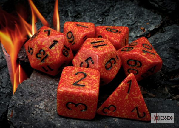 Σετ Ζάρια - 7 Dice Set Speckled Polyhedral Fire