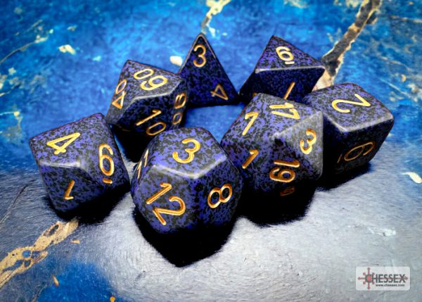 Σετ Ζάρια - 7 Dice Set Speckled Polyhedral Golden Cobalt