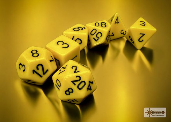 Σετ Ζάρια - 7 Dice Set Opaque Polyhedral Yellow with Black
