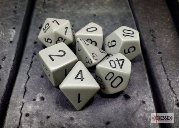 Σετ Ζάρια - 7 Dice Set Opaque Polyhedral Dark Grey with Black