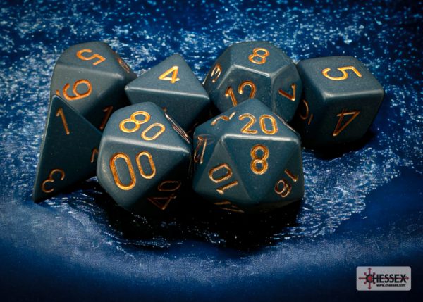 Σετ Ζάρια - 7 Dice Set Opaque Polyhedral Dusty Blue with Copper