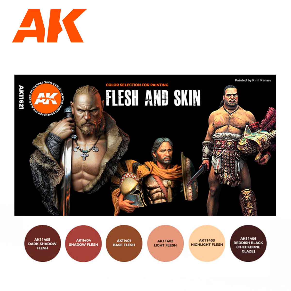 AK Paint Set: FLESH AND SKIN COLORS