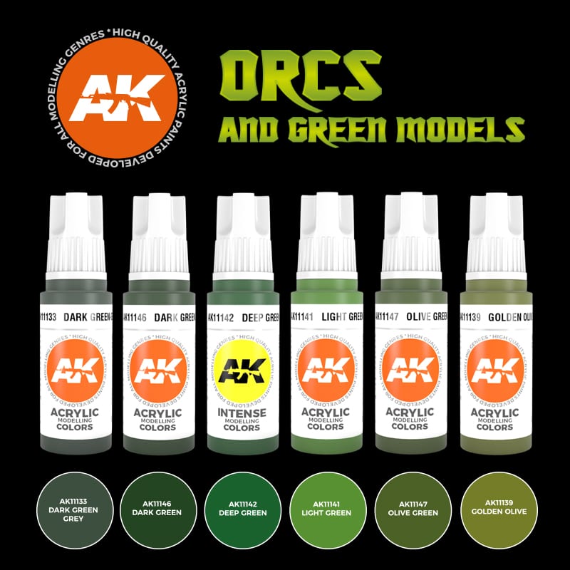 AK Paint Set: ORCS AND GREEN MODELS