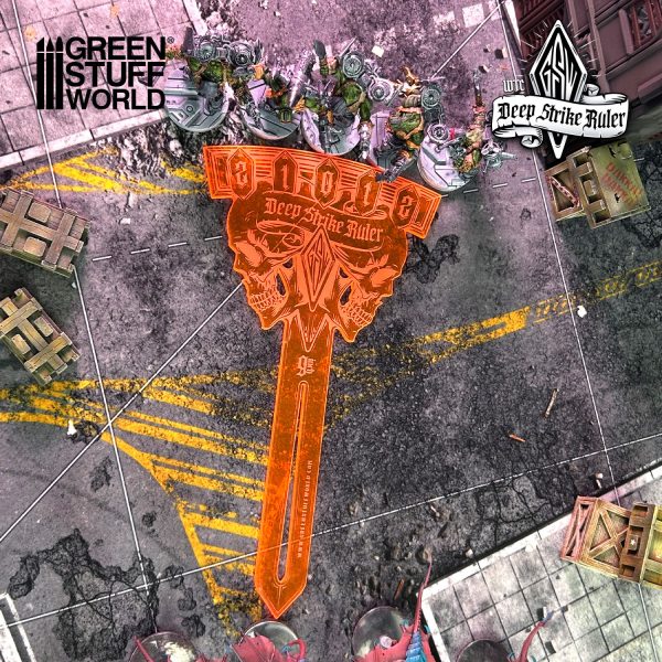 Green Stuff World: Deep Strike Ruler Template 9" - Fluor Orange