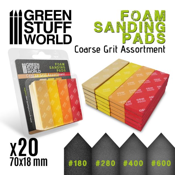 Green Stuff World: Foam Sanding Pads - Coarse Grit Assortment x20