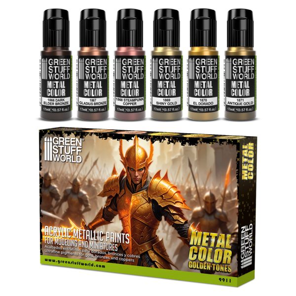 Green Stuff Wolrd: Metallic Paints Set - Gold
