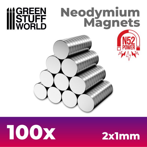 Green Stuff World: Neodymium Magnets 2x1mm - 100 units (N52)