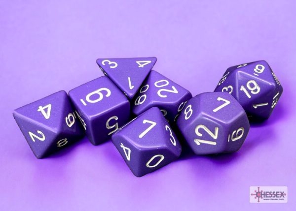 Σετ Ζάρια - 7 Dice Set Opaque Polyhedral Purple with White
