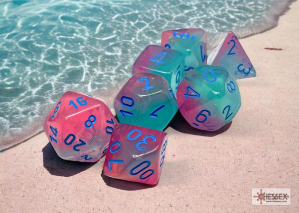 Σετ Ζάρια - 7 Dice Set Gemini Polyhedral Green-Pink with Blue