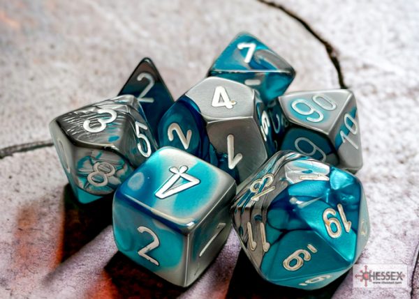 Σετ Ζάρια - 7 Dice Set Gemini Polyhedral Steel-Teal with White