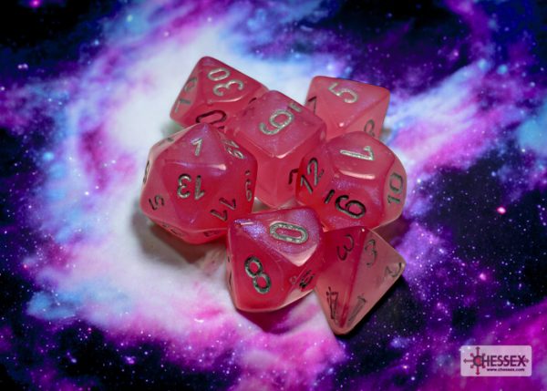 Σετ Ζάρια - 7 Dice Set Borealis Luminary Pink with Silver