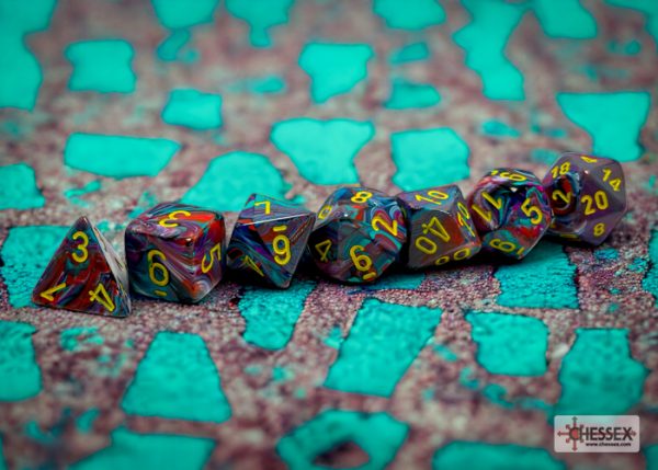 Σετ Ζάρια - 7 Dice Set Festive Mosaic with yellow