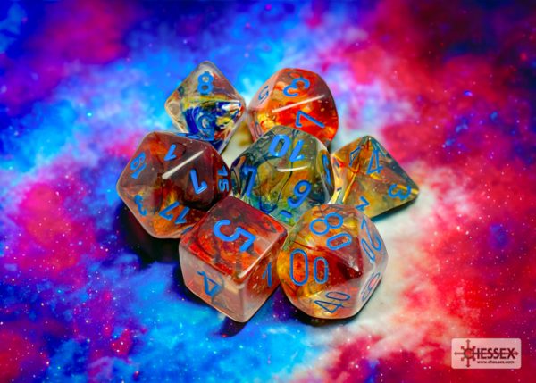 Σετ Ζάρια - 7 Dice Set Nebula Luminary Primary with Blue
