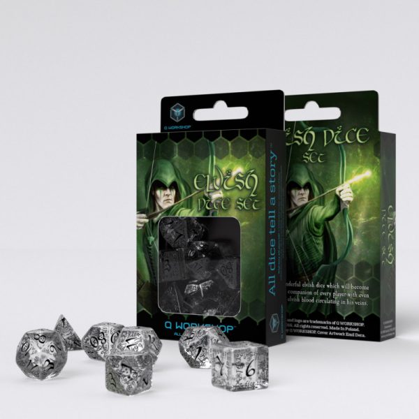 Σετ Ζάρια - Elvish Dice Set: Translucent & Black
